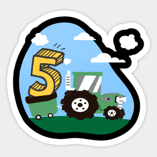 5th birthday tractor outfit for boys and farmers Sticker